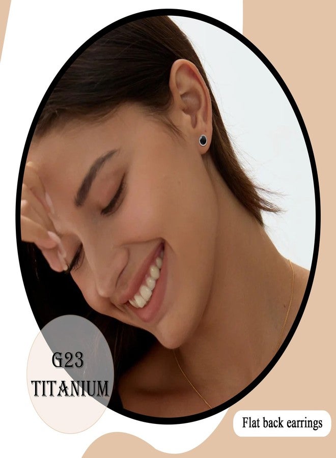 BLISI Black Onyx Pure Titanium Stud Earrings 4mm Natural Stone Women Earrings Hypoallergenic Gemstone Earring for Sensitive Ears 20G - Image 4